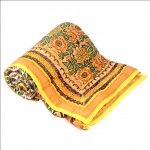 Queen Single Bed Indian Jaipuri Quilt / Razai Cotton Hand-Block Floral Design 60*90 Inch